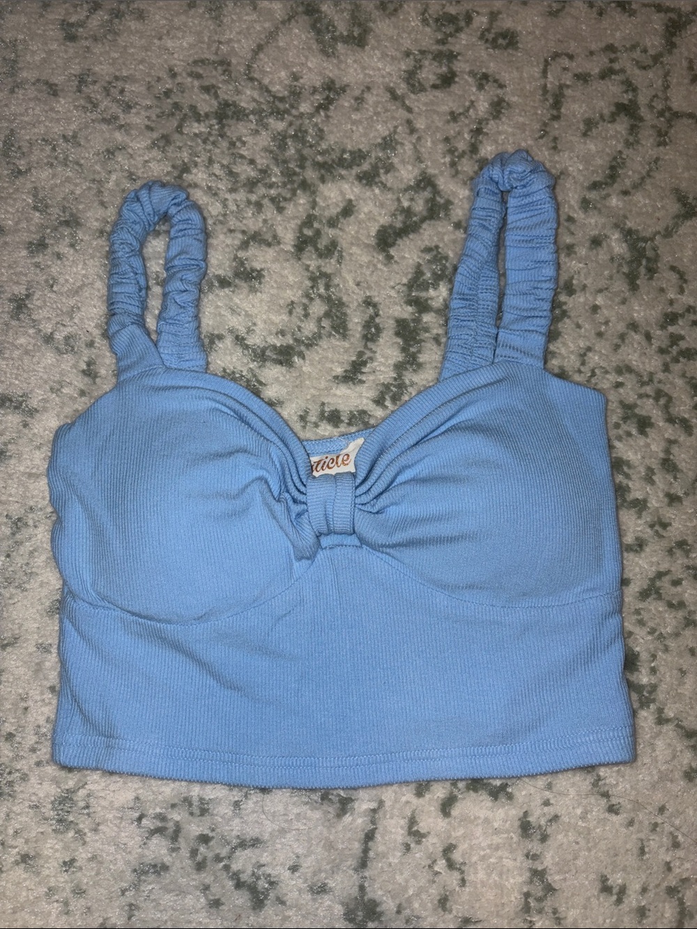 Listicle Light Blue Ribbed Crop Top - Picture 1 of 3